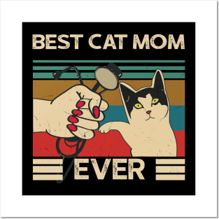 Vintage Best Cat Mom Ever CNA Nurse Mothers Gift Posters and Art